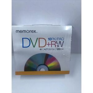 Memorex DVD-RW 4X 4.7 GB/Go | 120min 10PK Blank Disc New Slim Jewel Case